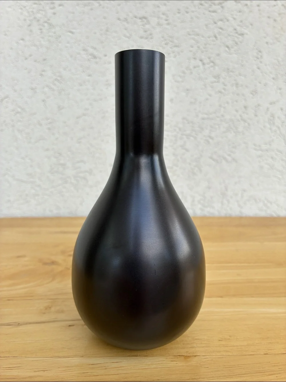 Crate & Barrel metal bronze-like black matte modern vase.